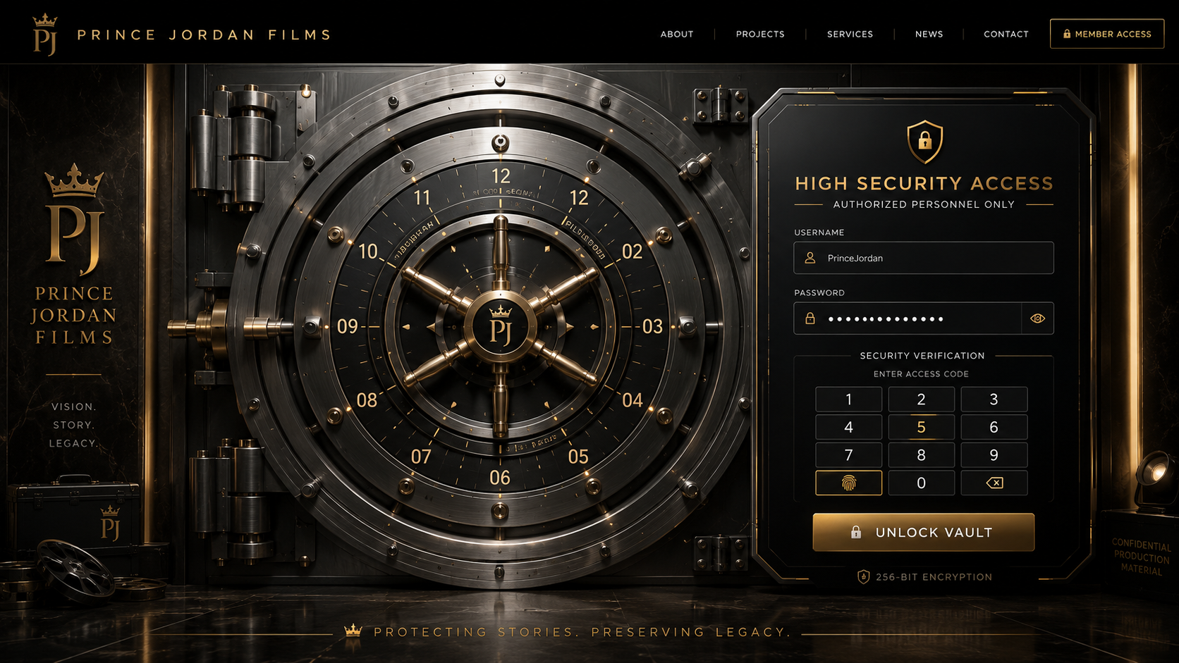 Prince Jordan Films secure bank vault